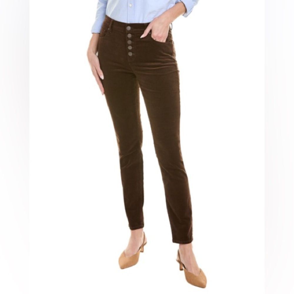 CAbi Brown Corduroy Button Fly High Rise Skinny Leg Jeans Size 18